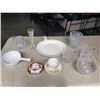 Image 1 : 2 CHINA TEACUPS, CRYSTAL SERVING PIECES, MUGS, PLATTER
