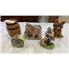 Image 1 : BEAR FIGURES, WOOD KEG, CLOCK AND FISHING FIGURE