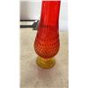Image 8 : 2 RED AND YELLOW ART GLASS VASES - 16 AND 20 INCHES TALL