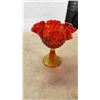 Image 2 : 4 PIECES FENTON RED AND YELLOW ART GLASS, ONE VASE WITH STICKER