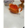 Image 2 : ORANGE AND WHITE ART GLASS SWAN DISH, LADY FIGURE AND LIDDED PEDESTAL DISH
