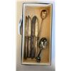 Image 1 : 4 ANTIQUE SILVER KNIVES MARKED .875 AND 2 UNMARKED SPOONS