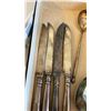 Image 2 : 4 ANTIQUE SILVER KNIVES MARKED .875 AND 2 UNMARKED SPOONS