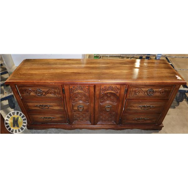 ESTATE WOODEN DRESSER WITH SHELVED VANITY