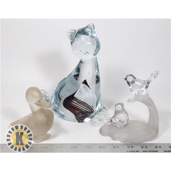 LOT OF 3 ANIMAL GLASS DECORATIVE PIECES