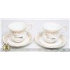 Image 1 : QUEEN'S FINE BONE 2 CUPS WITH SAUCERS