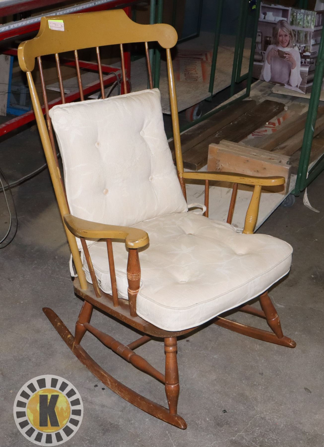 ESTATE CUSHIONED ROCKING CHAIR (PARTIALY REPAINTED)