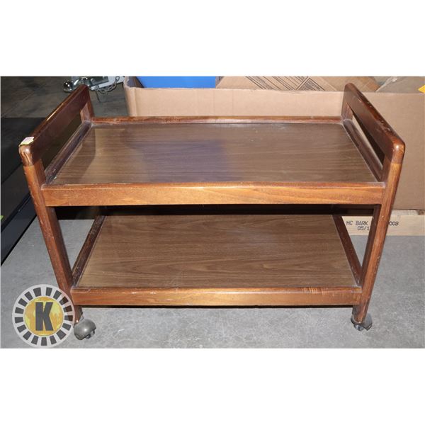 ESTATE ROLLING WOODEN DOUBLE SHELF