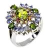 Image 2 : Natural  Peridot Sapphire Tanzanite Ring