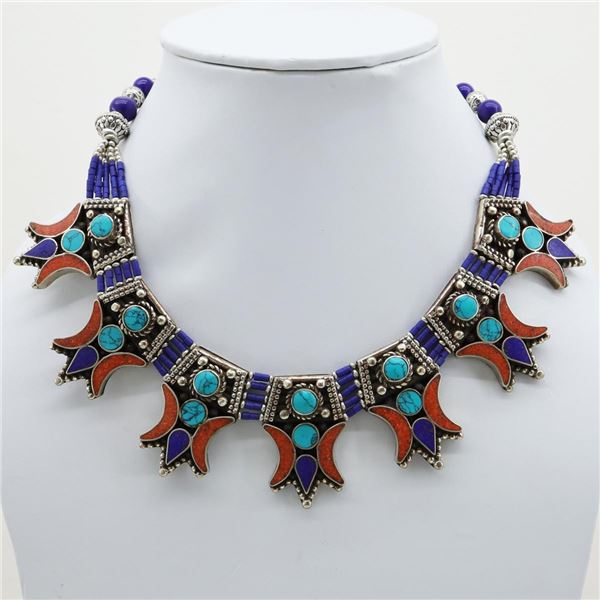 Tibet Natural Stone Tribal Queen Royal Necklace