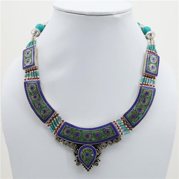 Tibet Natural Stone Tribal Queen Royal Necklace