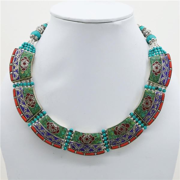 Tibet Natural Stone Tribal Queen Royal Necklace