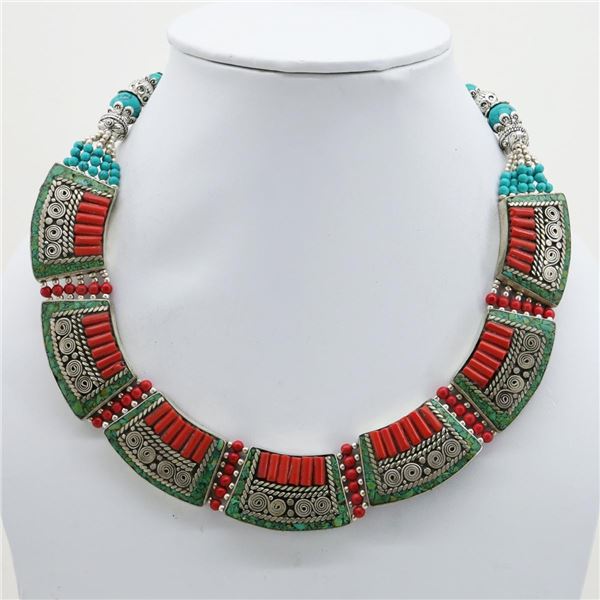 Tibet Natural Stone Tribal Queen Royal Necklace