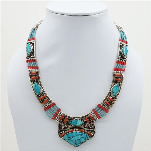 Tibet Natural Stone Tribal Queen Royal Necklace