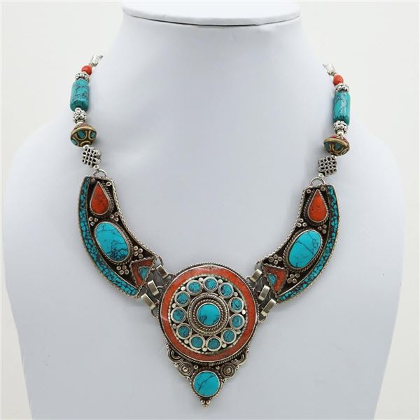 Tibet Natural Stone Tribal Queen Royal Necklace