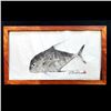 Image 1 : 19"x36" Gyotaku Fish Painting by Naoki Framed in Koa