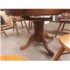 Image 2 : Pedestal Table 42" Wide plus 1 Leaf & 4 Matching Chairs + 2 More (6 chairs total)