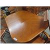 Image 2 : Oak Double Pedestal Table 60" x 42" plus (1) 18" Leaf & 6 Double Press Back Chairs