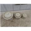 Image 2 : Set of 3 Medalta Crocks with Lids : 1 Gal, 1/2 Gal & 1/4 Gal