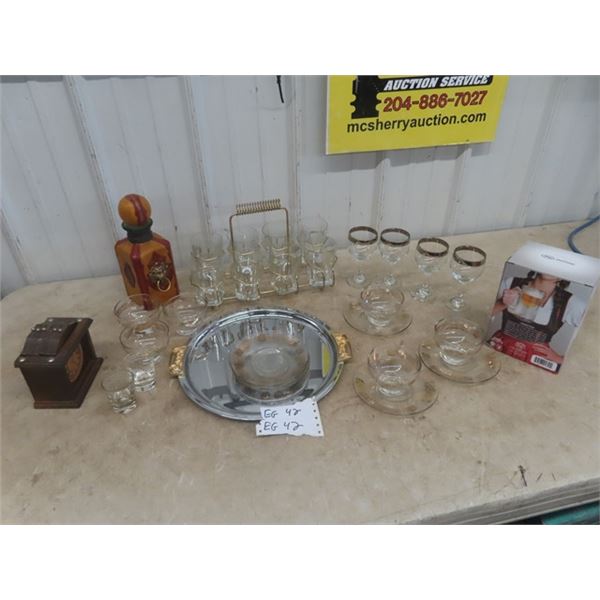 Glasses, Decanters, Coasters, Ice Bucket plus more