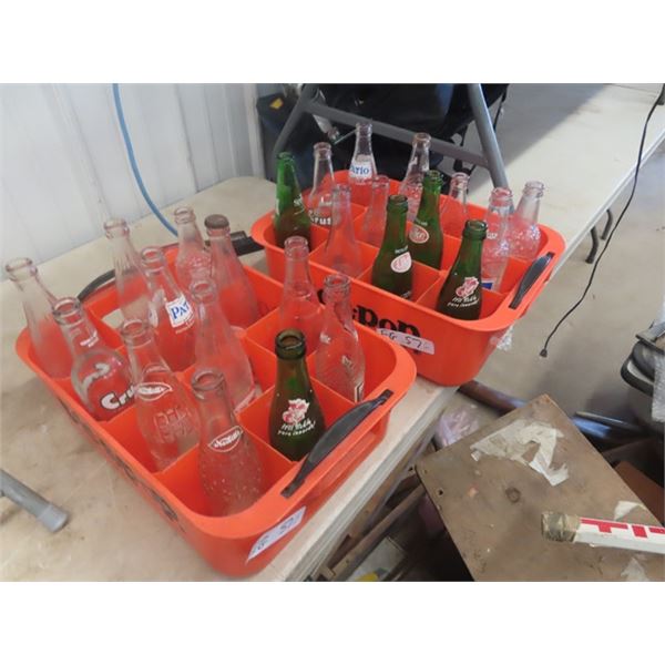 24 Old Pop Bottles : Suncrest, Nasbitt, Mountain Dew, Crush