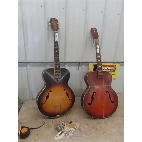 2 Guitars - Hollow Body - NO Strings - Pieces/ Accessories in Bag