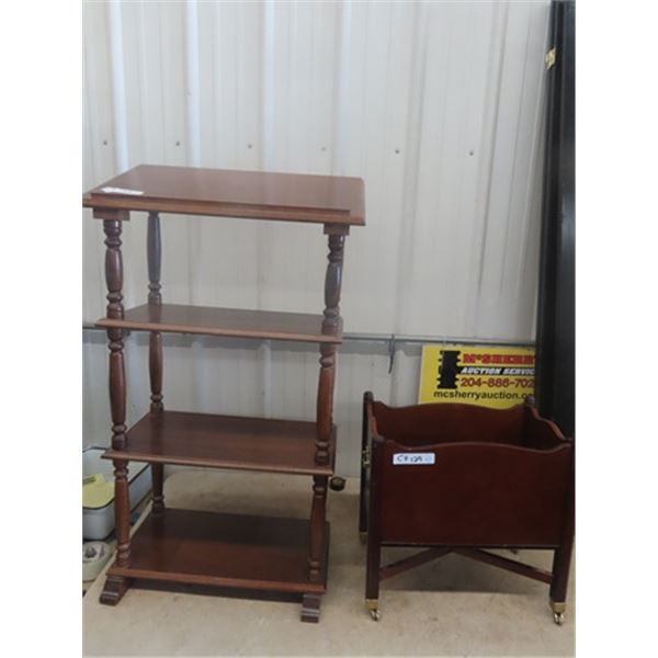 Open Shelf/Podeum 39"x20"X10"  & Magazine Rack 17" x 18" x 10"