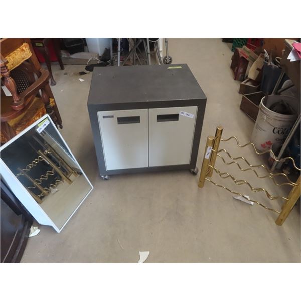 Metal Office Printer Stand on Casters, Wine Rack Medicine Cabinet