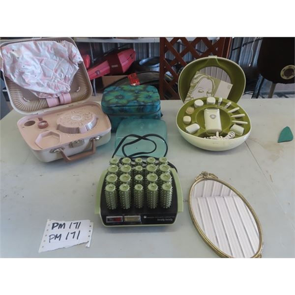 Vintage Westinghouse Hair Dryer, Phillips Beauty + Shave, Vintage Samson Dominion Hairsetter & Mirro