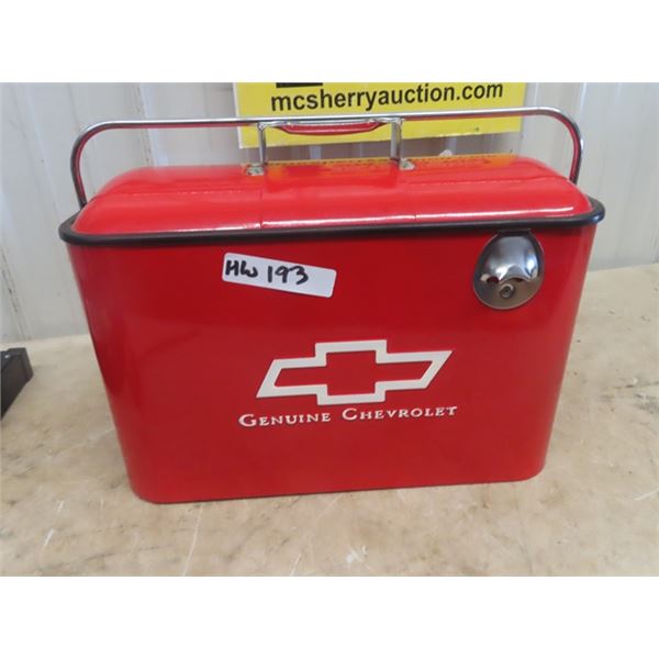 Metal Chevy Picnic Cooler - Never Used 12  x 18  x 8.5 
