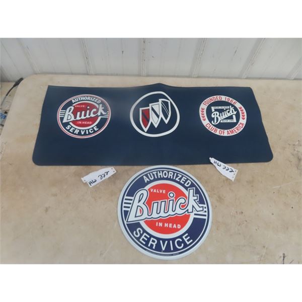 Vintage Buick Fender Cover & Modern Metal Buick Sign 12" Wide