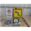 Image 1 : 6 Modern Metal Signs : Firelane, Curve Ahead 17" x 17" , Route 66 plus more