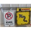 Image 2 : 6 Modern Metal Signs : Firelane, Curve Ahead 17" x 17" , Route 66 plus more