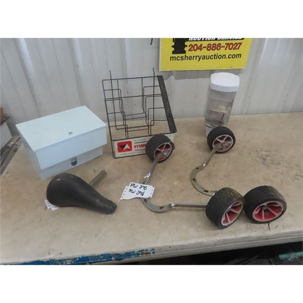 Paper Towel Dispenser , Store Saw Blade Rack , Bike Seat & Wagon Wheel