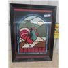 Image 1 : Vintage Framed Quilted Rooster Picture 11" x 30"