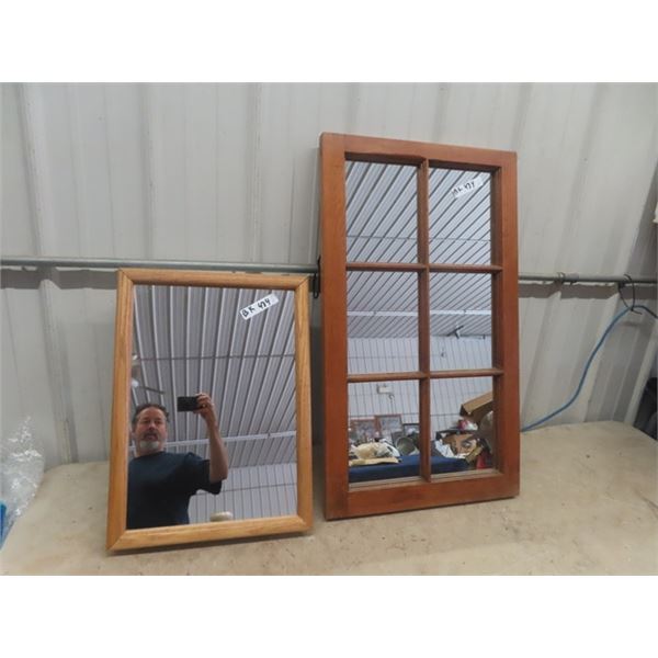 New Oak Trime Medicine Cabinet 16" x 22" & Mirrored Window Pane 20" x 35"