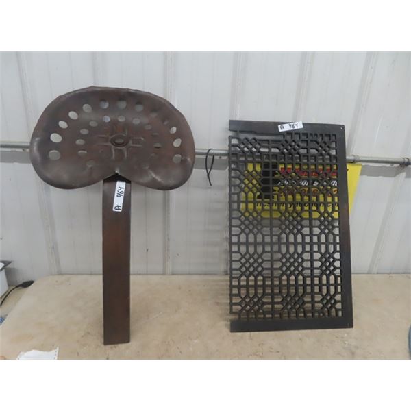 Metal Implement Seat & Cast Grate 17" x 28"