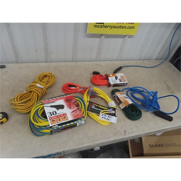 7 Extension Cords - 6 are New - some up to 30 Meters
