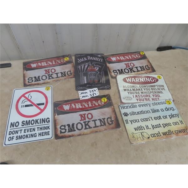 7 Modern Metal Signs : No Smoking, Alcohol, Jack Daniels