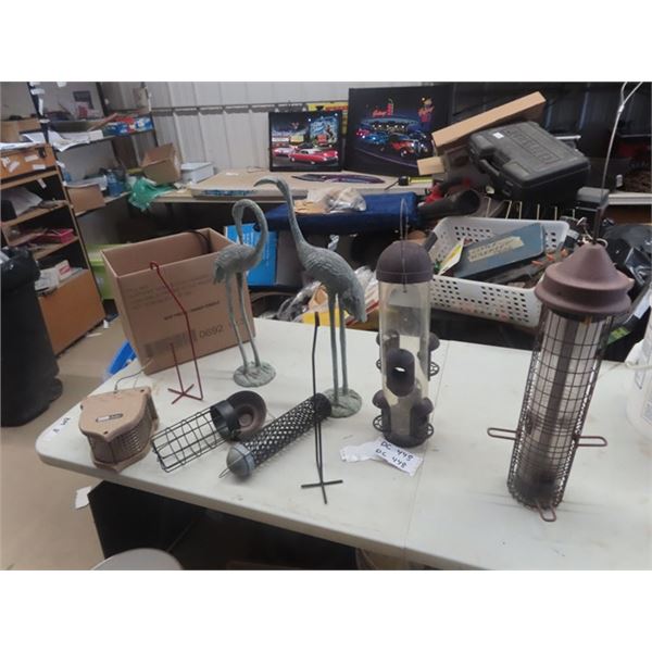 Metal Bird Feeder & Garden Storks