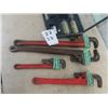 Image 2 : 4 Ridgid Pipe Wrenches: 12" , 18" + (2) 24"  & Set of Drill Bits/ Nut Driver , Extractor