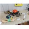 Image 1 : Stihl Safety Shield Helmet, 6 Hammer Handles, 1 Hatchet, 100'  Tape Measure, Carpenter's Belt