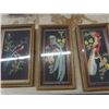 Image 2 : Candy Dishes, Pictures, Metal Clock, 3 Vintage Wooden Pictures 6.5" x 10.5"