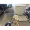 Image 1 : Galvanized Wash Tub, Clothes Line, Hamper, Vintage Hamper,  Chair