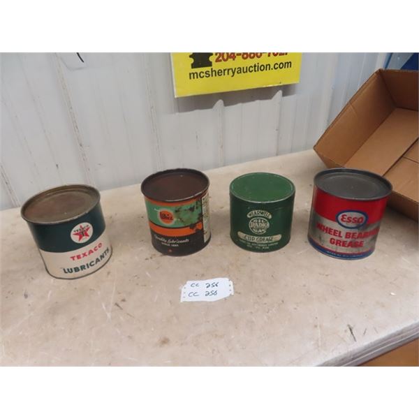 (4) 5 lb Grease Tins - 3 With Product: Texaco, Whiz, Esso