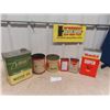 Image 4 : 6 Oil Tins : Veedol, Gulf, Varcon, McLeods, Be Square