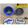 Image 1 : 2 Ford Clocks; 1) Neon 15" Wide, & 2 Metal Modern For Signs