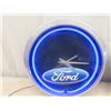 Image 2 : 2 Ford Clocks; 1) Neon 15" Wide, & 2 Metal Modern For Signs