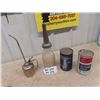 Image 1 : Quart Oil Bottle , Squirt Can, Gulf Quart Oil Can, International Hy-Tra Fluid Quart Can