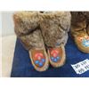 Image 2 : 2 Pairs of First Nations Beaded Mukluks/Moccasins Both Nice Condition- with Fur Measures 10" Tall 9"